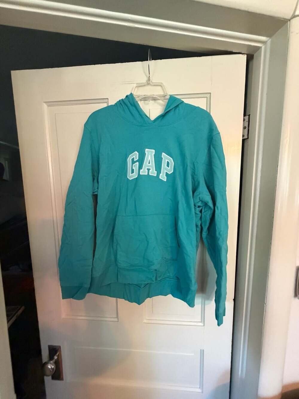 Gap Women's Stretch Logo Pullover Hoodie Teal Sweatshirt